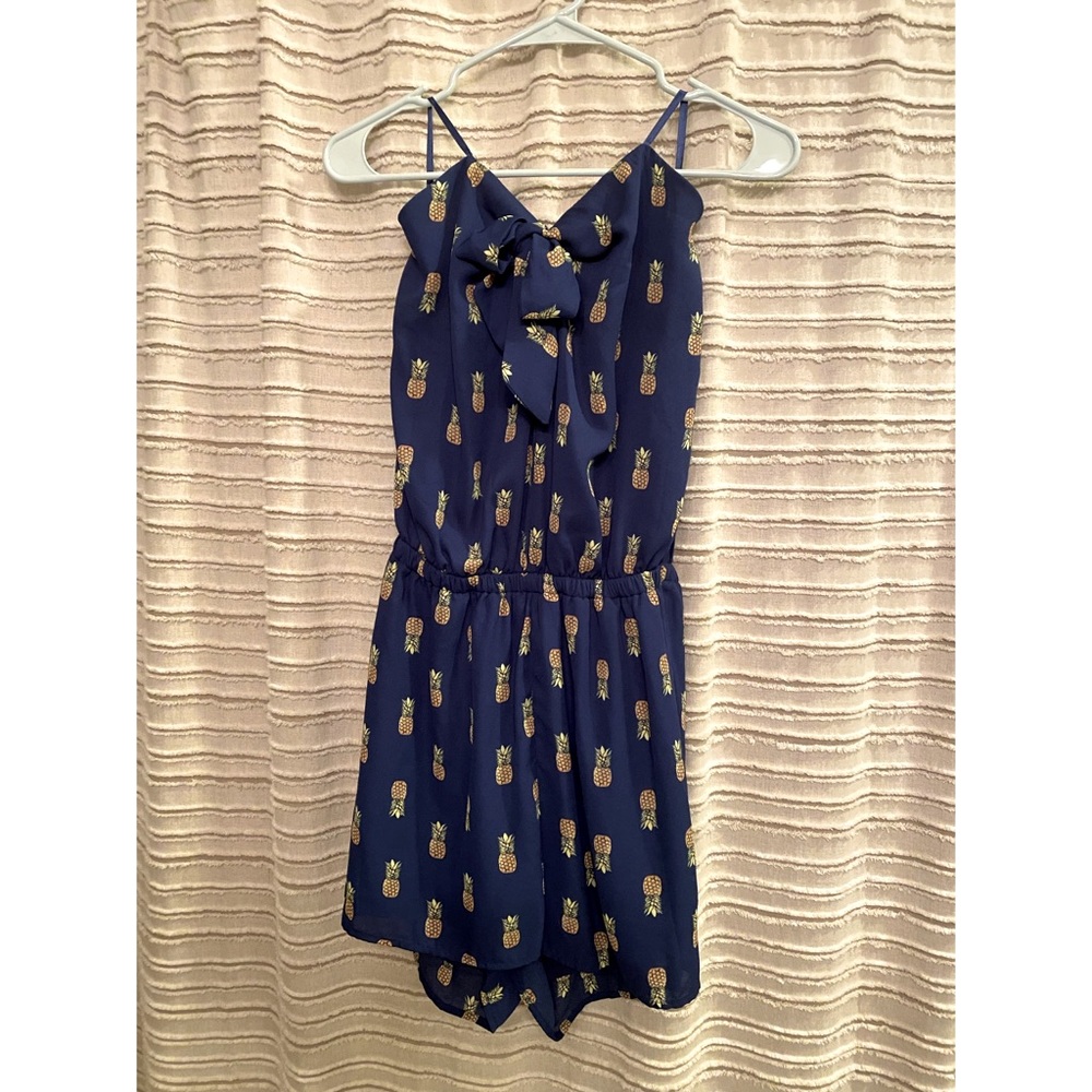 Strapless Tie-Front Pineapple Romper